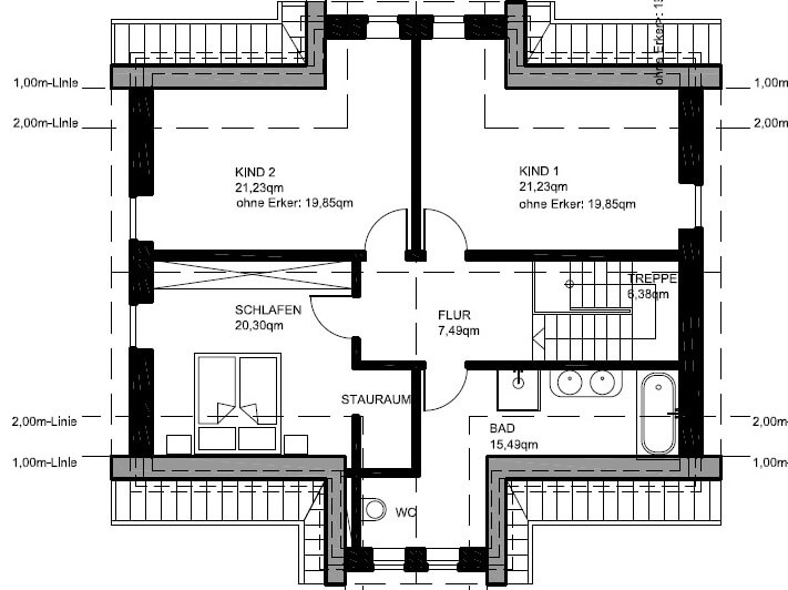 Grundriss Friesenhaus Dachgeschoss - dieses Landhaus mit Friesengiebel bauen wir mit über 180 m² Grundriss