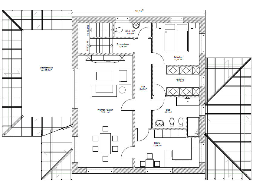 Grundriss Mehrgenerationenhaus Obergeschoss - dieses Mehrgenerationenhaus bauen wir mit über 230 m² Grundriss